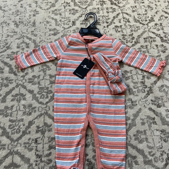 7 for all mankind baby onesie with headband NWT - Picture 1 of 3